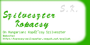 szilveszter kopacsy business card